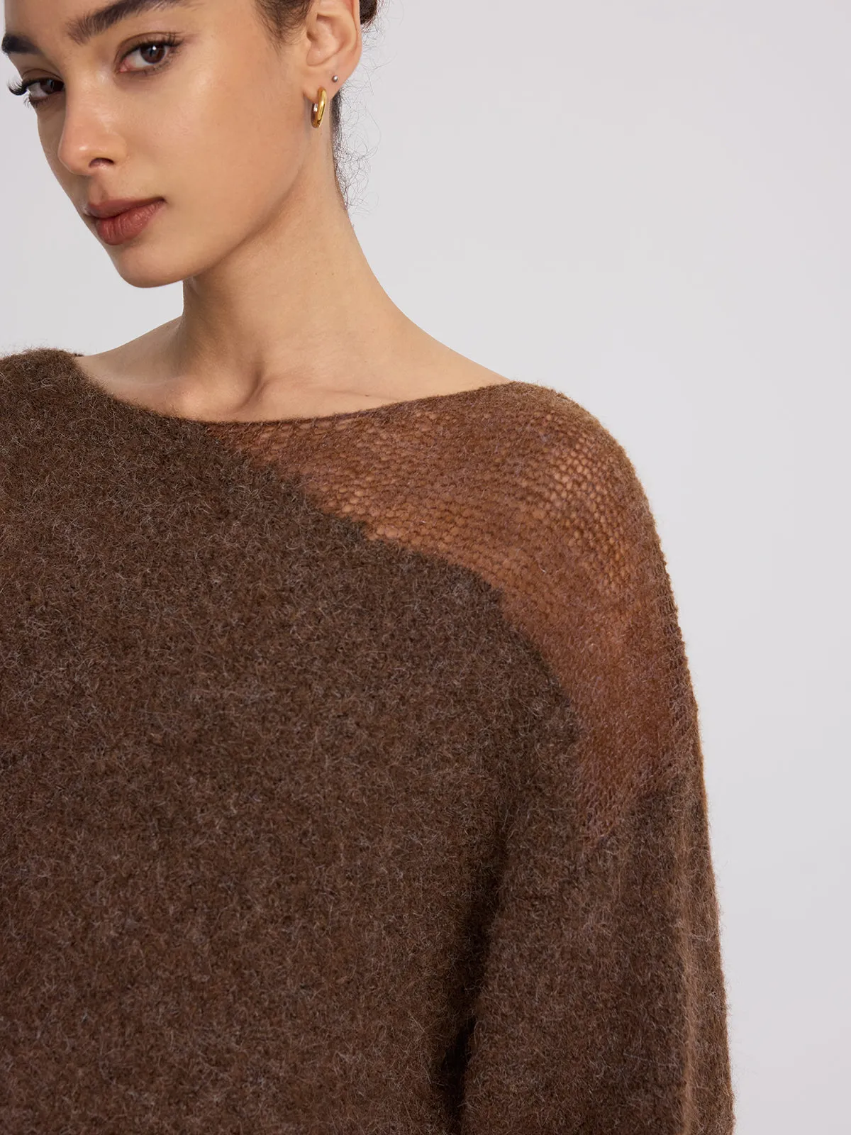 Sheer Paneled Mohair Knit Sweater sold by COMMENSE product image thumbnail 4