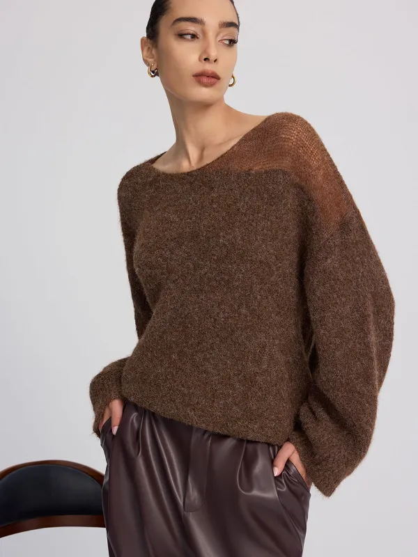 Sheer Paneled Mohair Knit Sweater sold by COMMENSE