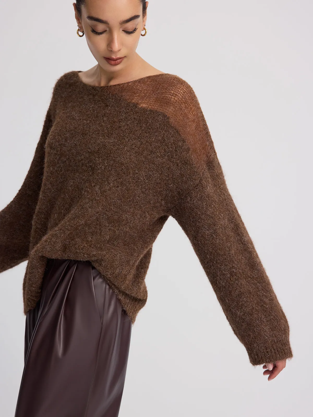 Sheer Paneled Mohair Knit Sweater sold by COMMENSE product image thumbnail 2