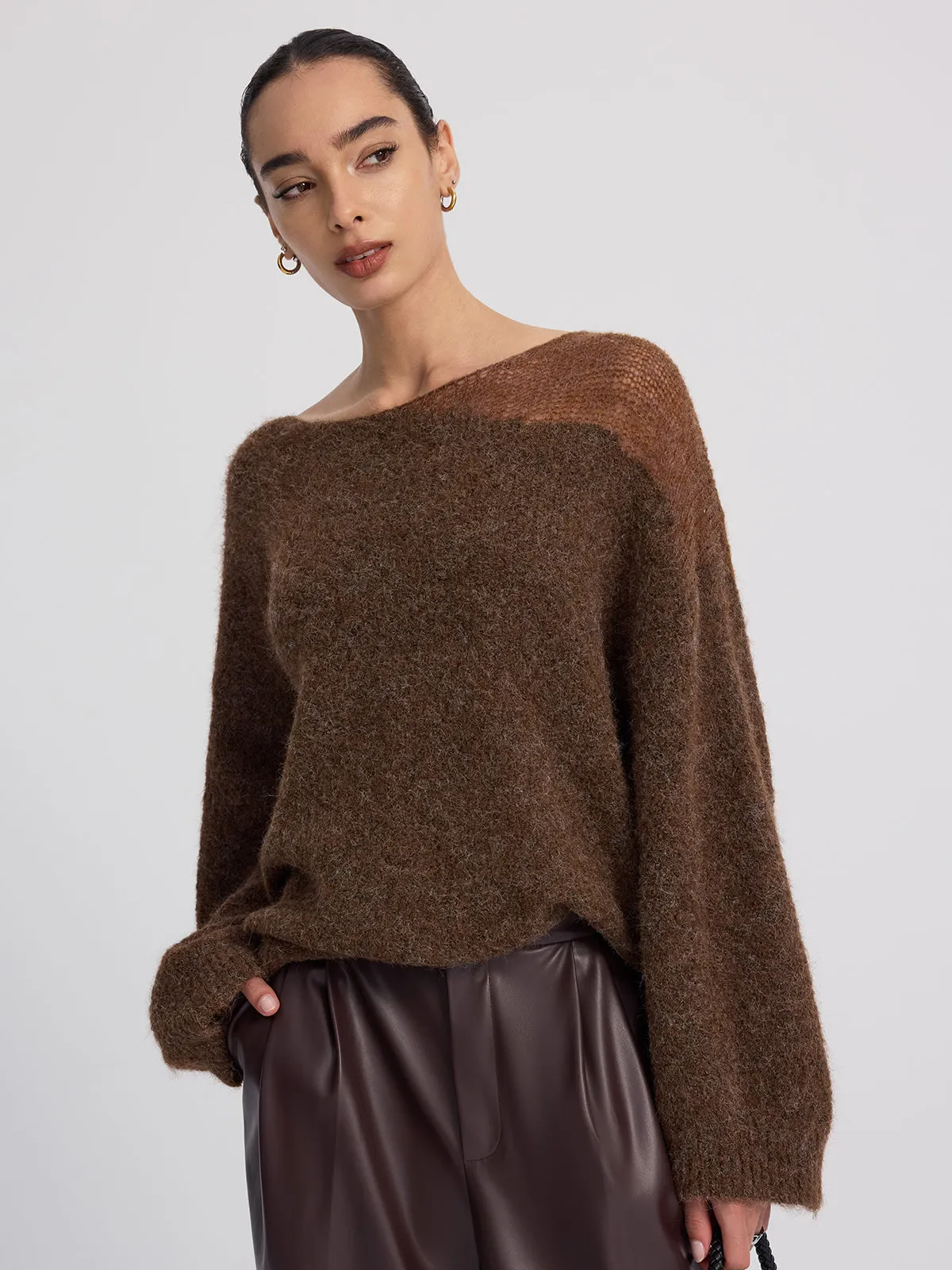 Sheer Paneled Mohair Knit Sweater sold by COMMENSE product image thumbnail 3