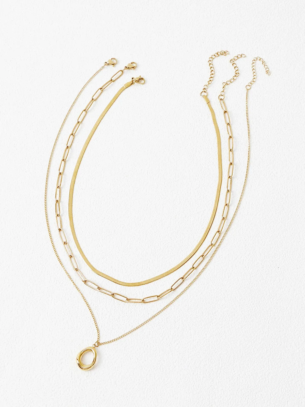 Layered Gold-Tone Chain Necklace sold by COMMENSE product image thumbnail 2