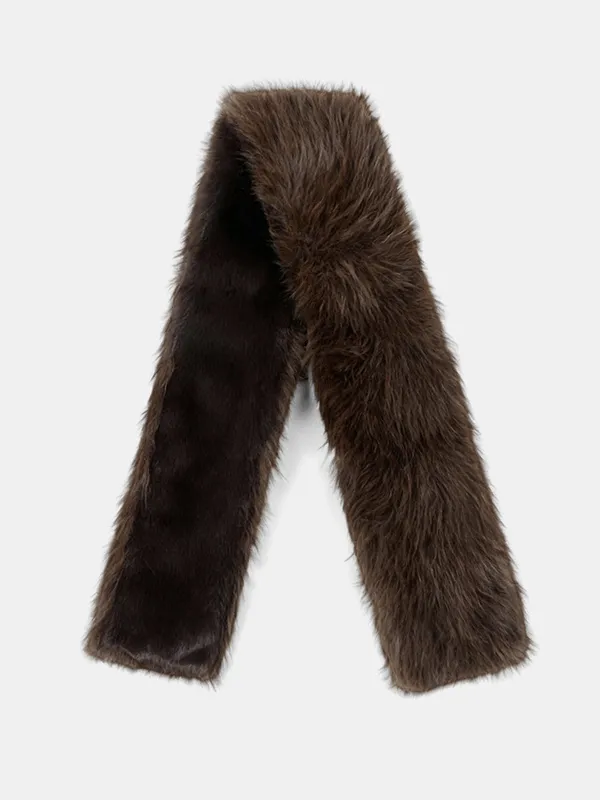 Faux-Fur Trimmed Scarf sold by COMMENSE