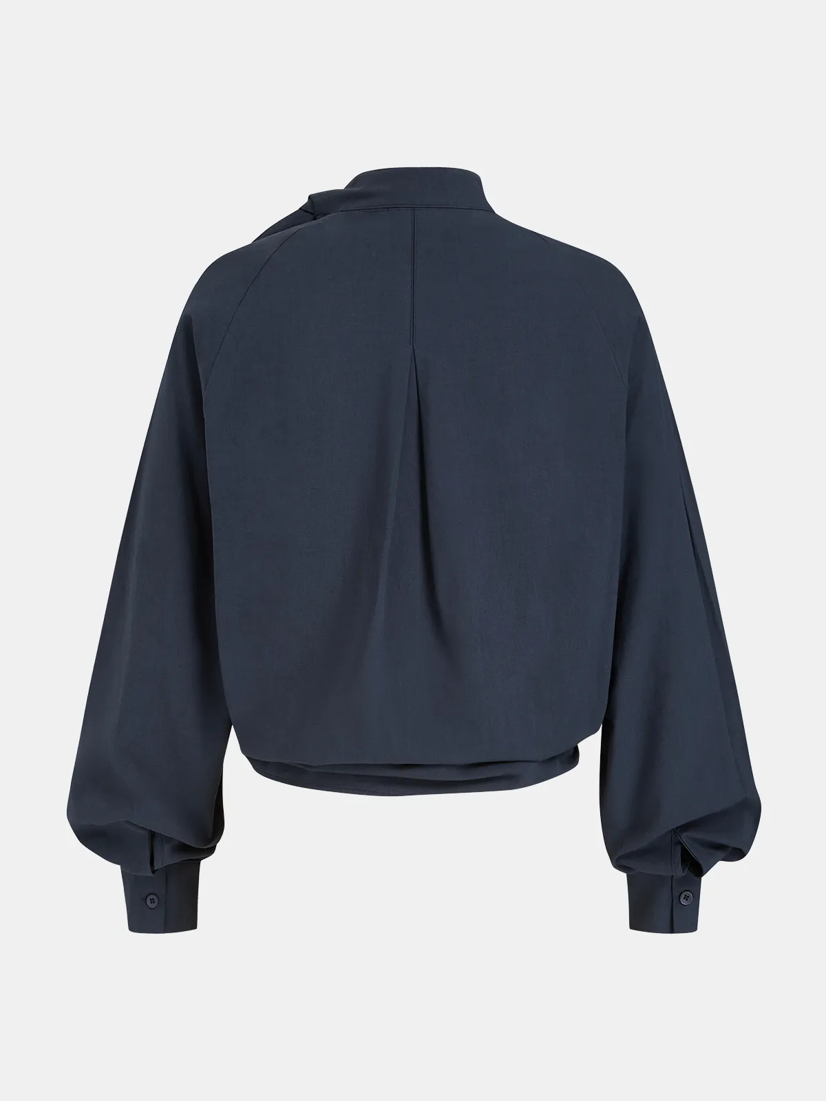 Tie-Neck Balloon Sleeve Cropped Blouse sold by COMMENSE product image thumbnail 2