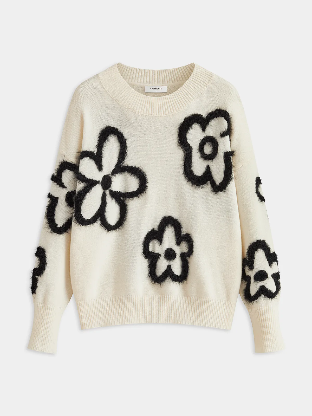 Floral-Patterned Mohair Crew Neck Sweater sold by COMMENSE