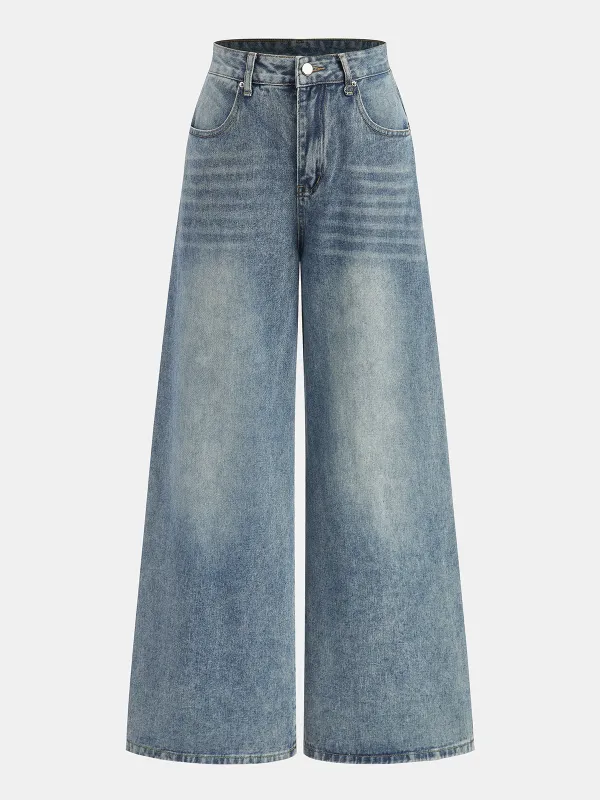 High-Waisted Wide-Leg Denim Jeans sold by COMMENSE