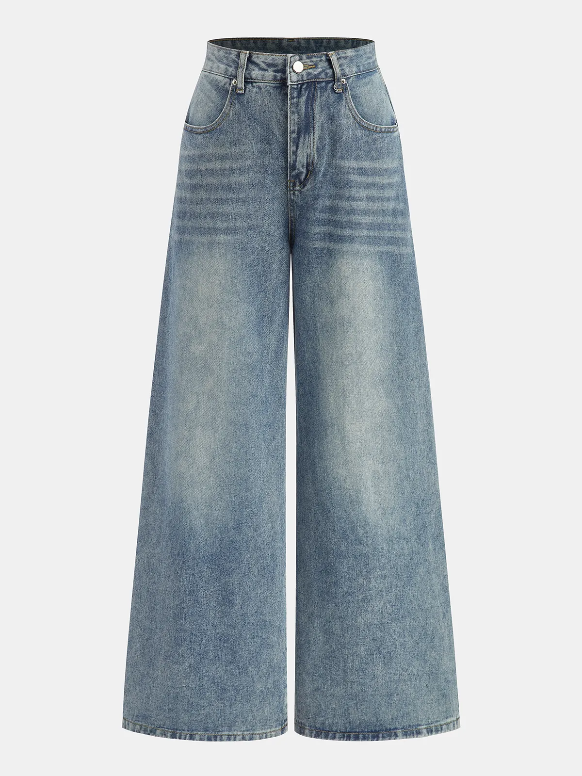 High-Waisted Wide-Leg Denim Jeans sold by COMMENSE