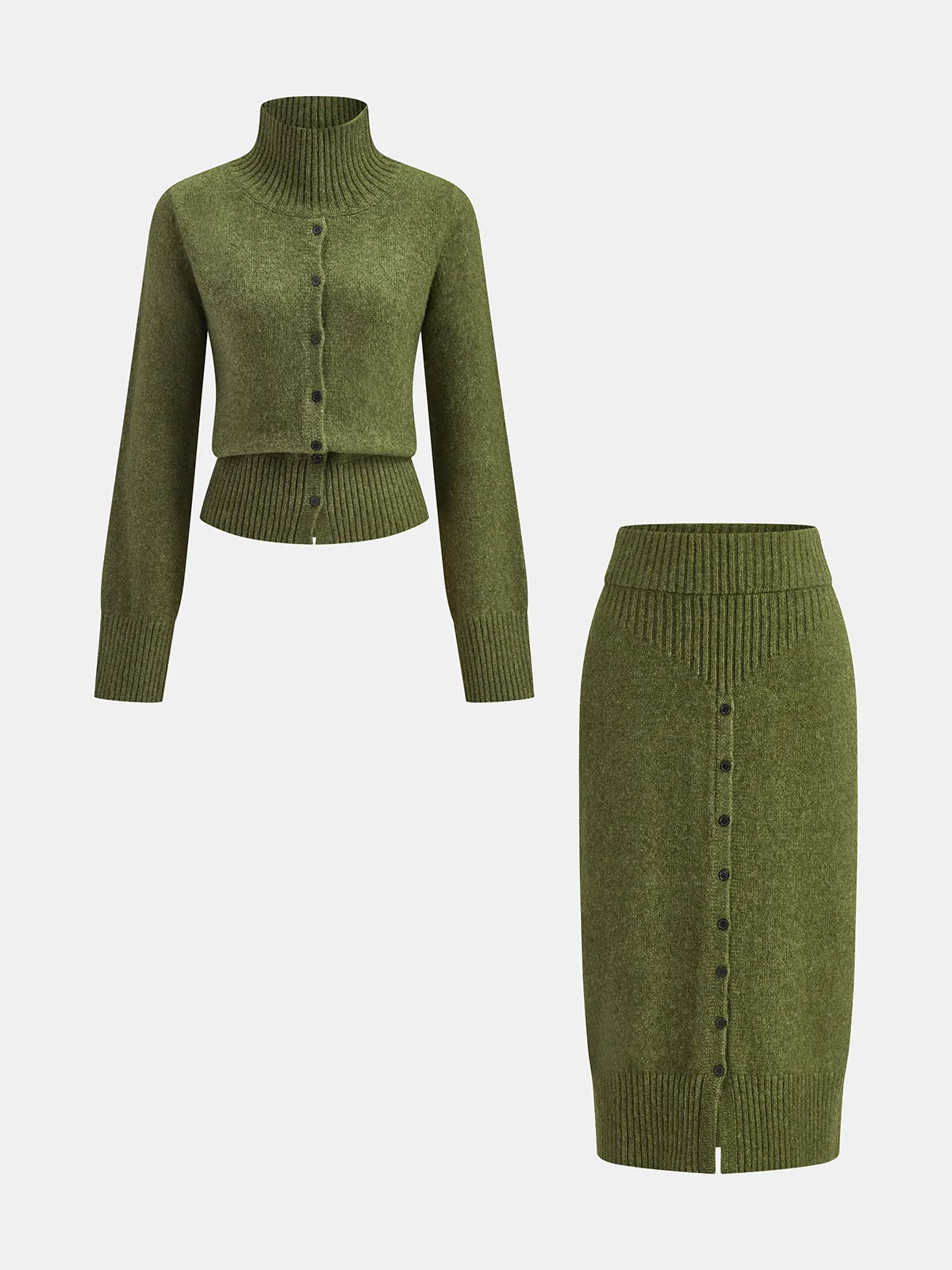 Turtleneck Knit Cardigan & Pencil Skirt Set sold by COMMENSE
