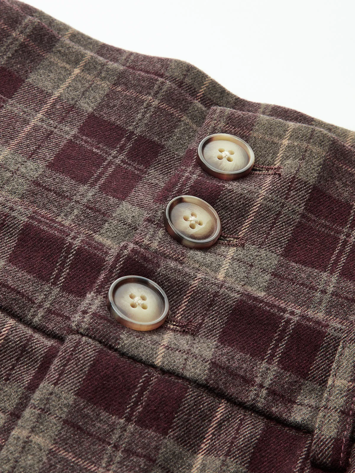 High-Waisted Plaid Wide-Leg Pants sold by COMMENSE product image thumbnail 4