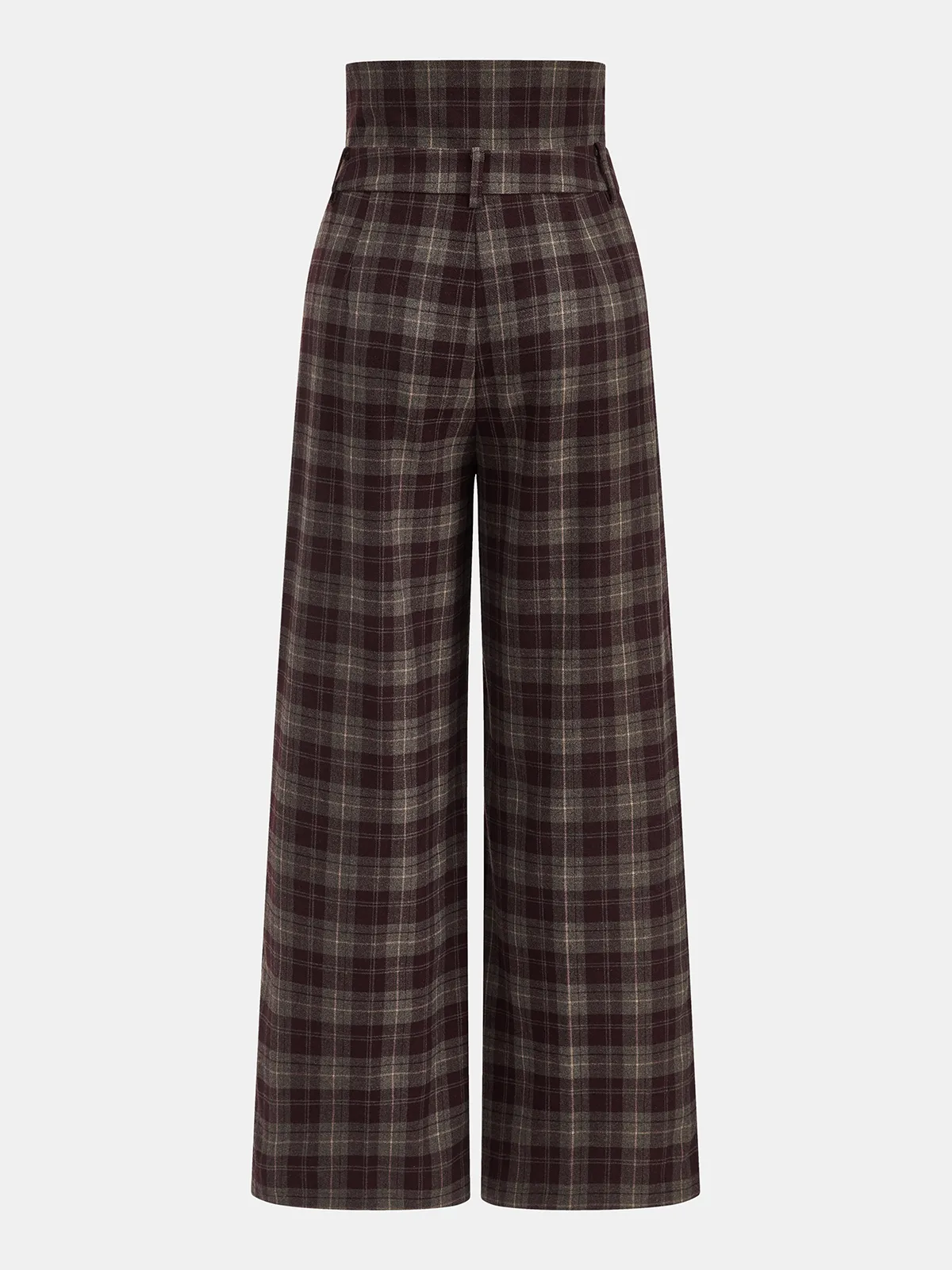 High-Waisted Plaid Wide-Leg Pants sold by COMMENSE product image thumbnail 2