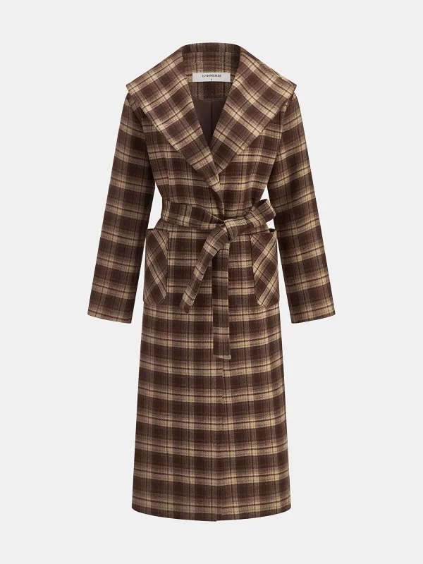 Plaid Belted Trench Coat sold by COMMENSE