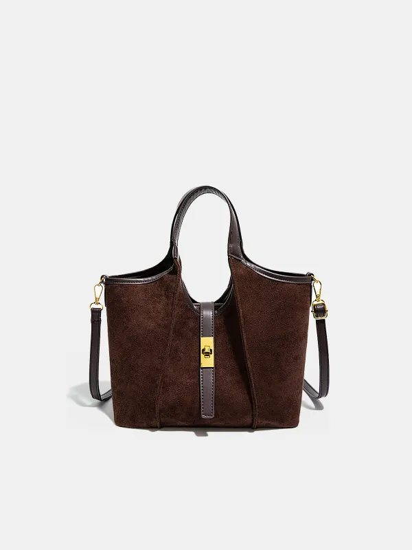 Vintage-Inspired Suede Top-Handle Bag sold by COMMENSE