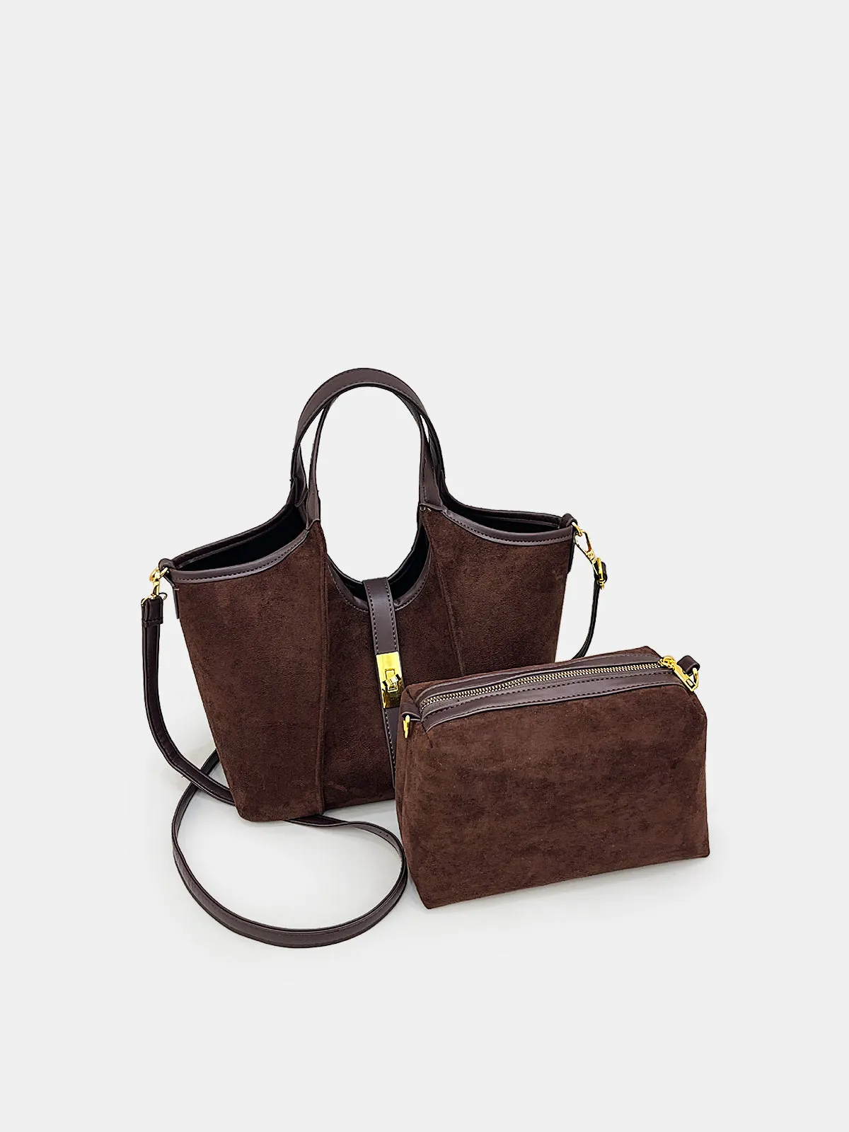 Vintage-Inspired Suede Top-Handle Bag sold by COMMENSE product image thumbnail 2