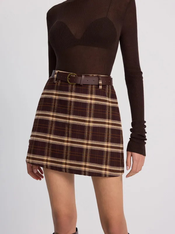Belted Plaid Mini Skirt sold by COMMENSE