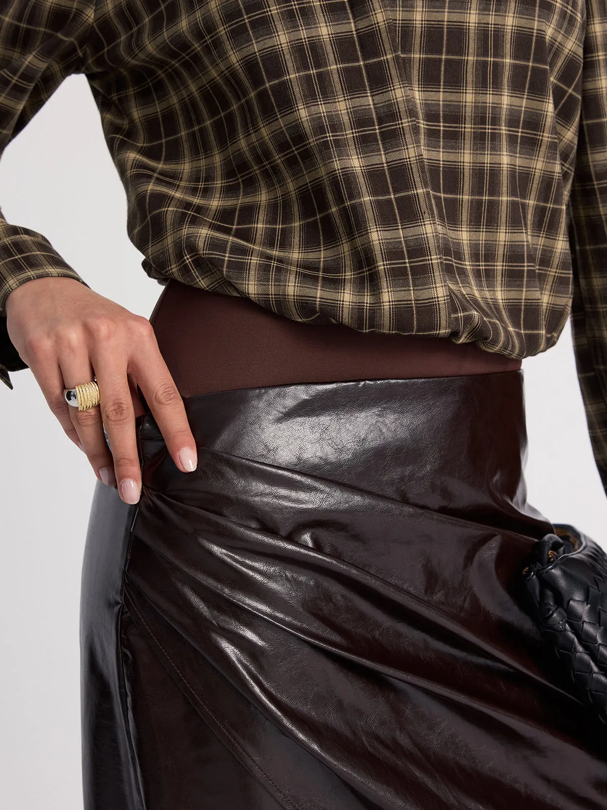 Collared Puff-Sleeve Plaid Bodysuit sold by COMMENSE product image thumbnail 5