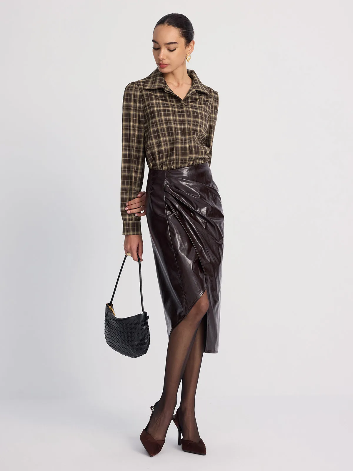 Collared Puff-Sleeve Plaid Bodysuit sold by COMMENSE product image thumbnail 2