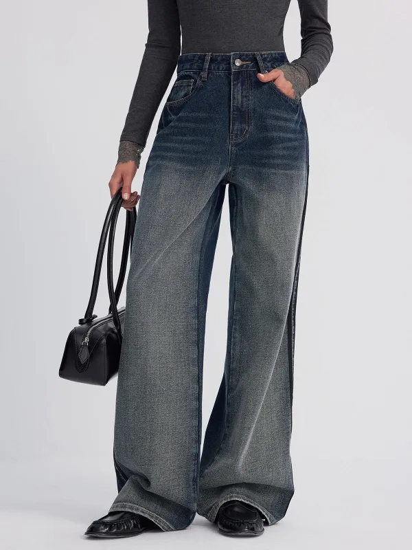 Wide-Leg Jeans in Faded Denim sold by COMMENSE