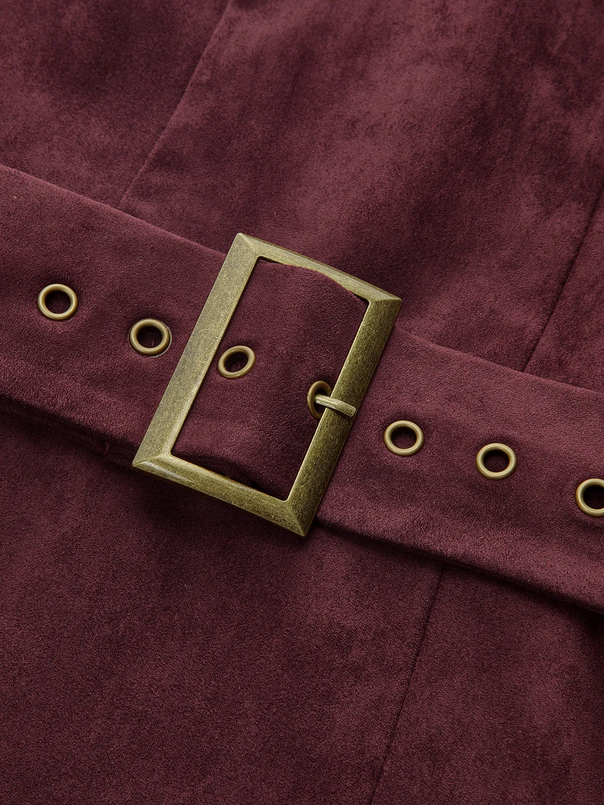 Belted Suede Pleated Mini Dress sold by COMMENSE product image thumbnail 3