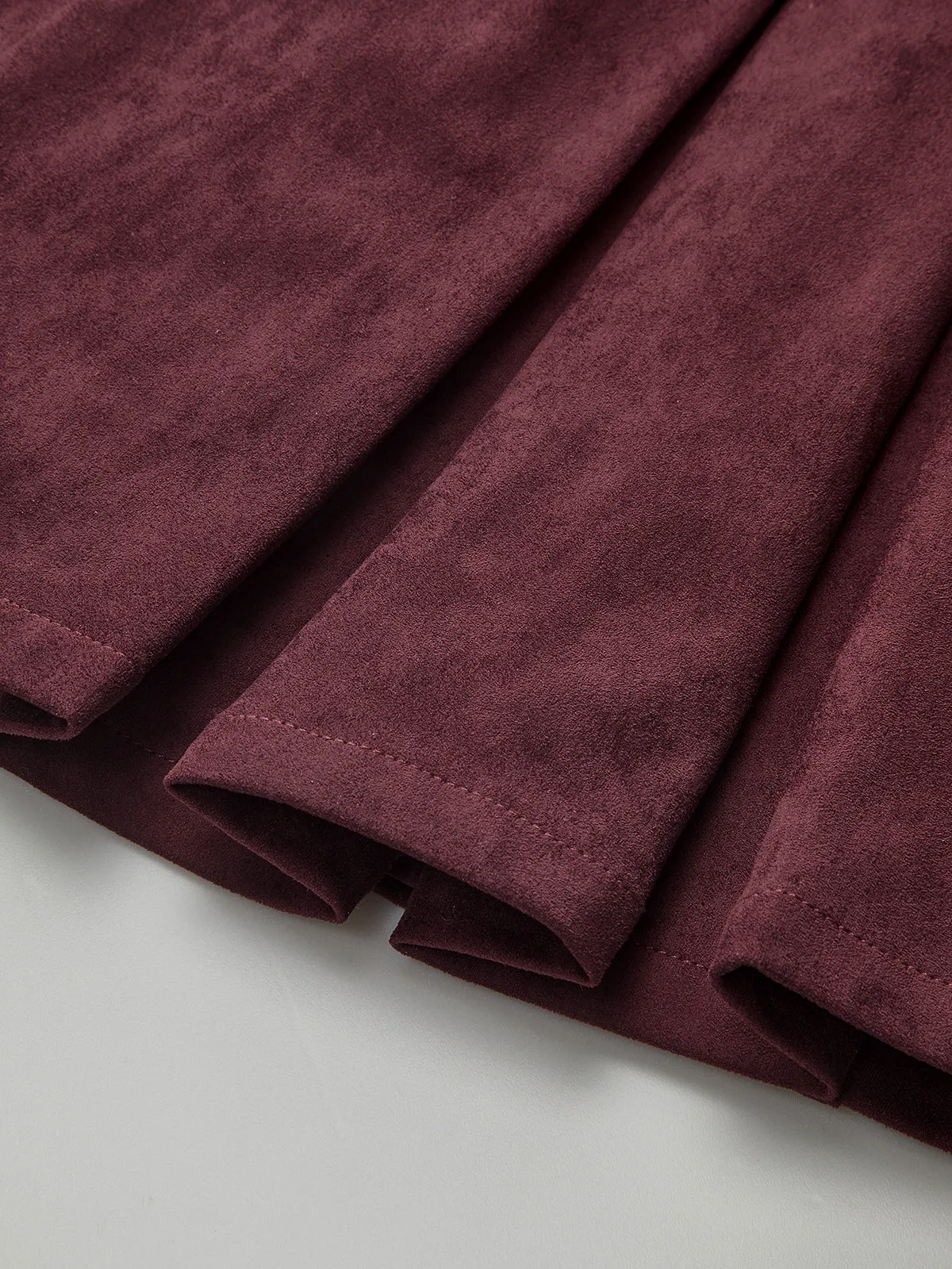 Belted Suede Pleated Mini Dress sold by COMMENSE product image thumbnail 4