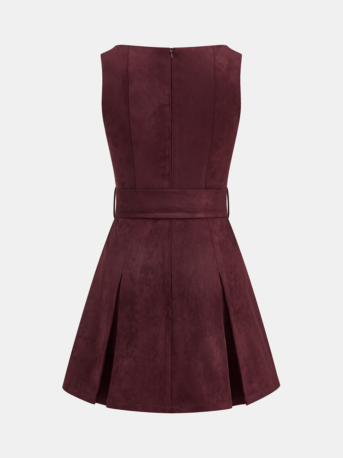 Belted Suede Pleated Mini Dress sold by COMMENSE product image thumbnail 2