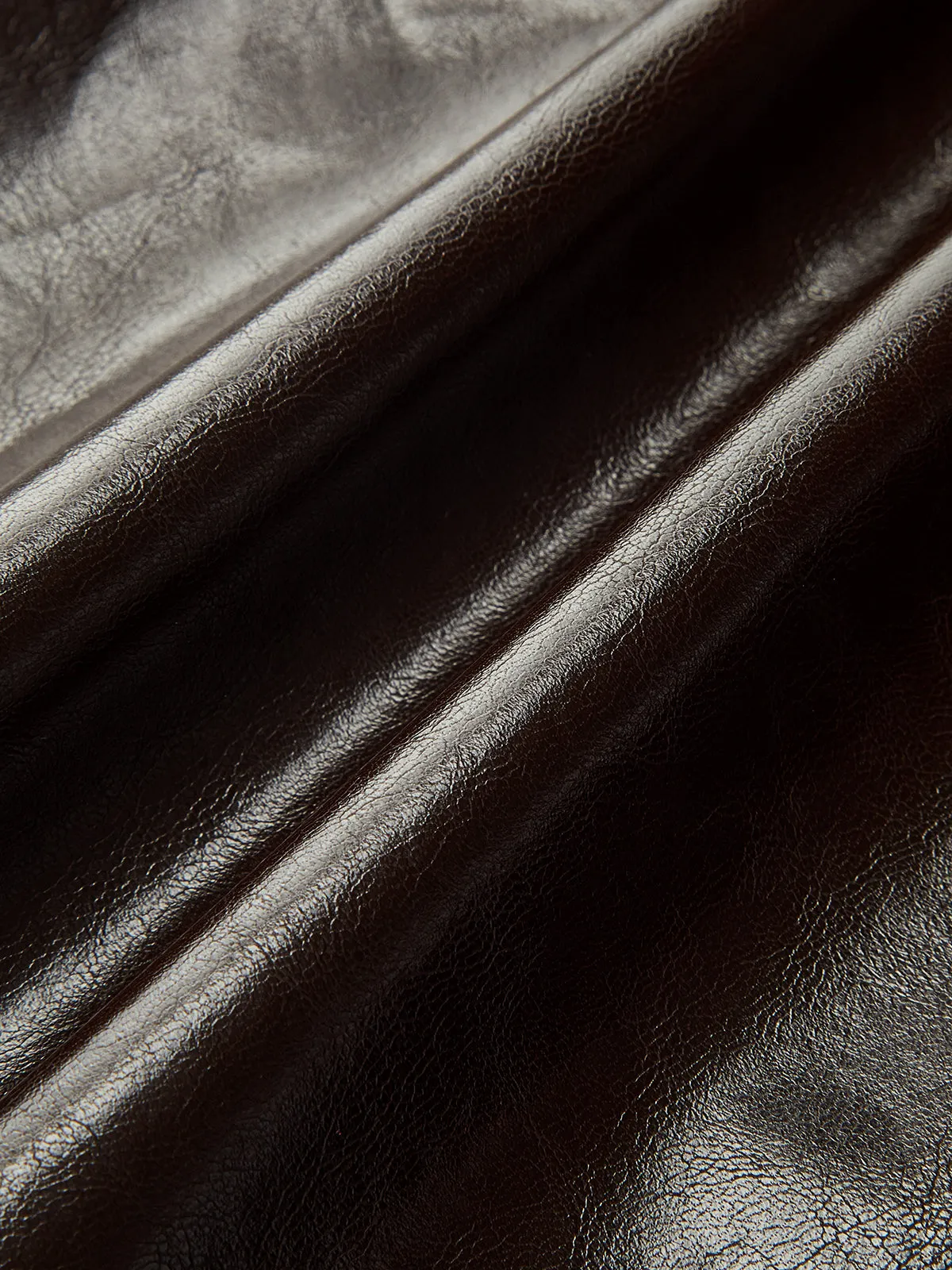 Asymmetric Ruched Slit Faux Leather Midi Skirt sold by COMMENSE product image thumbnail 3