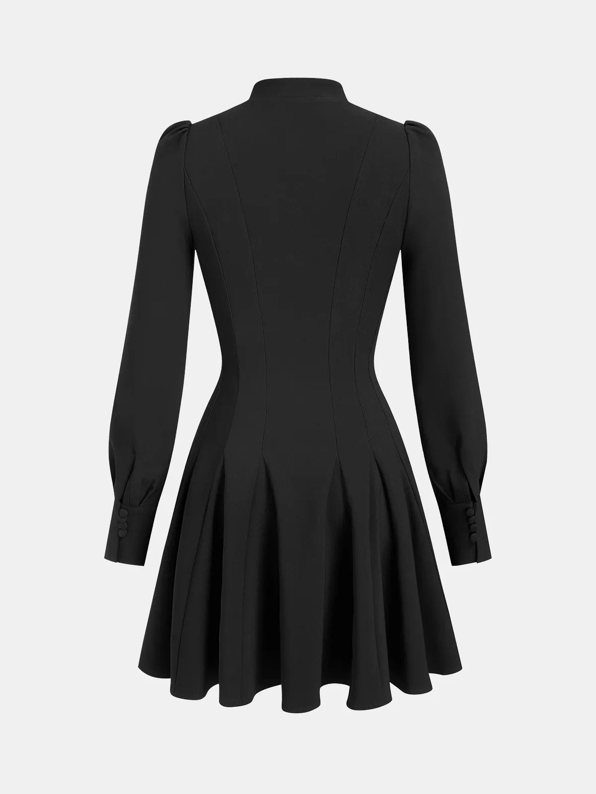 Button-Front Puff-Sleeve Mini Dress sold by COMMENSE product image thumbnail 2