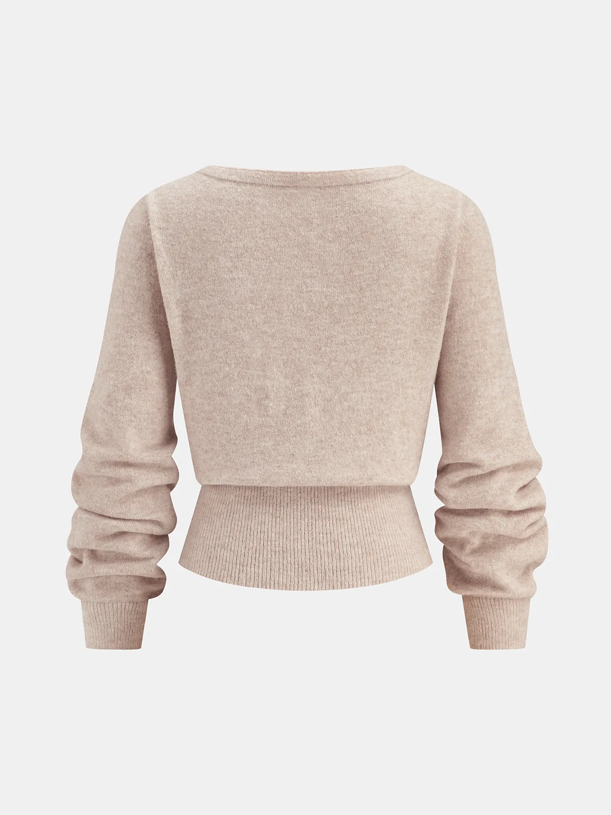 3D Floral Embellished Cinched-Waist Knit Top sold by COMMENSE product image thumbnail 3