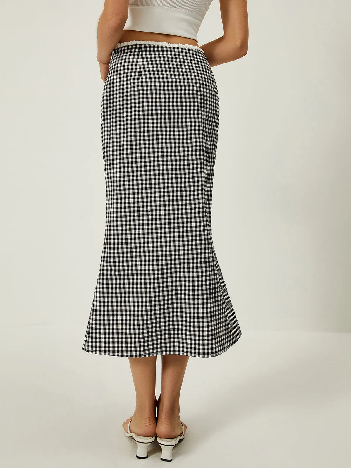 Plaid Print Mermaid Midi Skirt sold by COMMENSE product image thumbnail 4