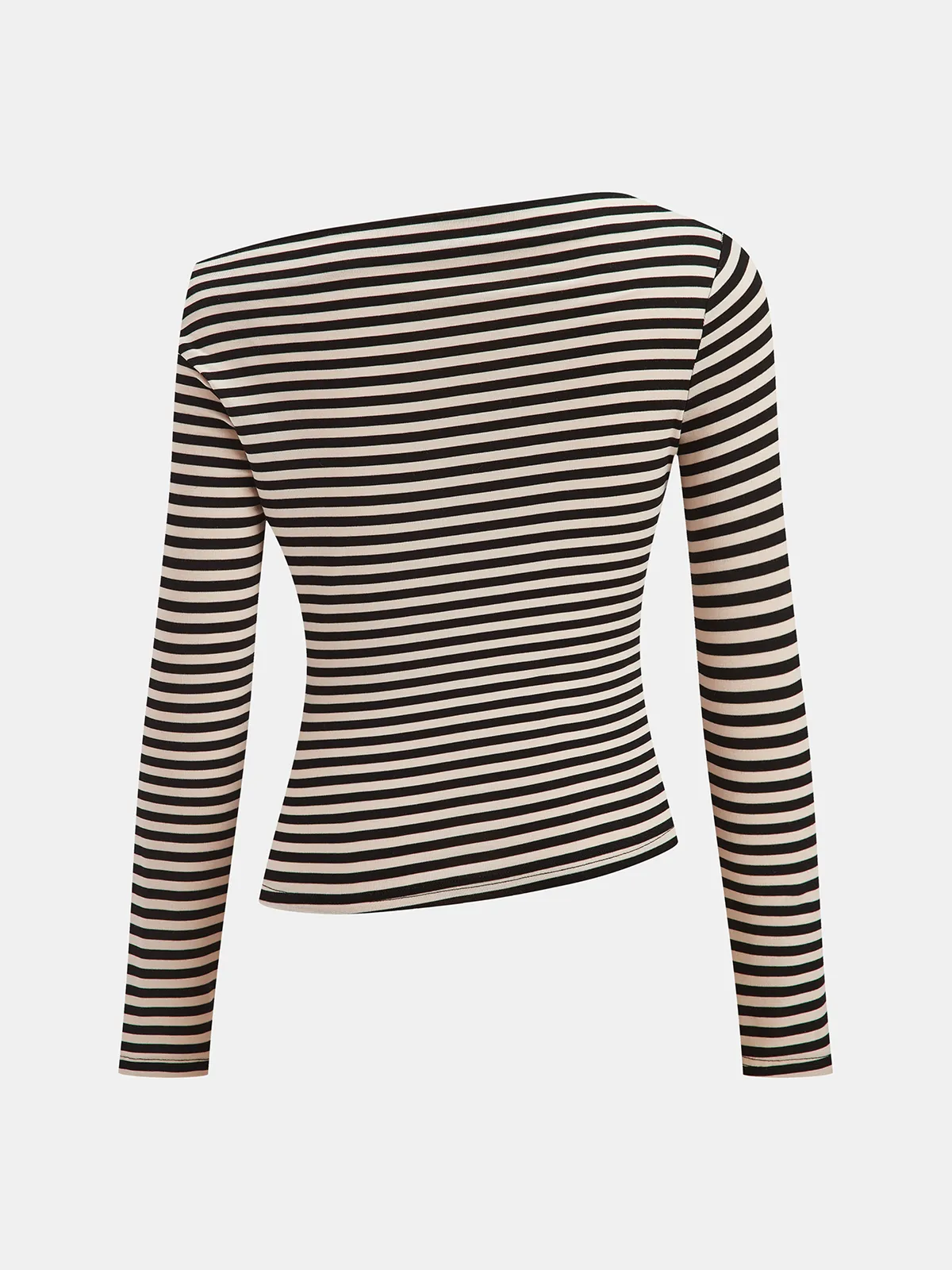 Striped Cowl Neck Ruched Long Sleeve Top sold by COMMENSE product image thumbnail 2