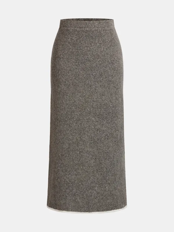Contrast Trim Midi Knit Skirt sold by COMMENSE