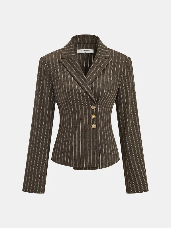 Pinstripe Lapel Fitted Blazer sold by COMMENSE