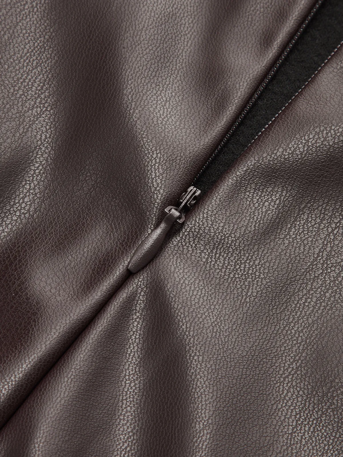 Tie-Wrap Faux Leather Skirt with Side Slit sold by COMMENSE product image thumbnail 3