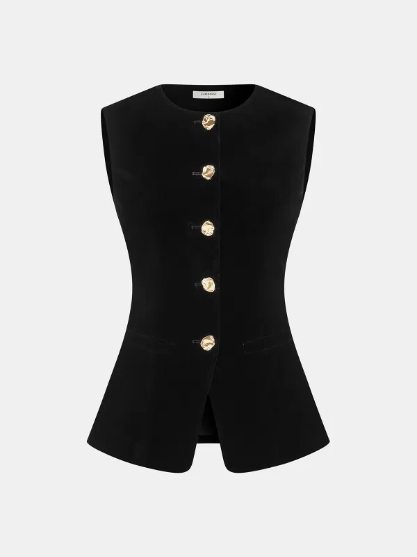 Velvet Vest with Metal Button Detail sold by COMMENSE