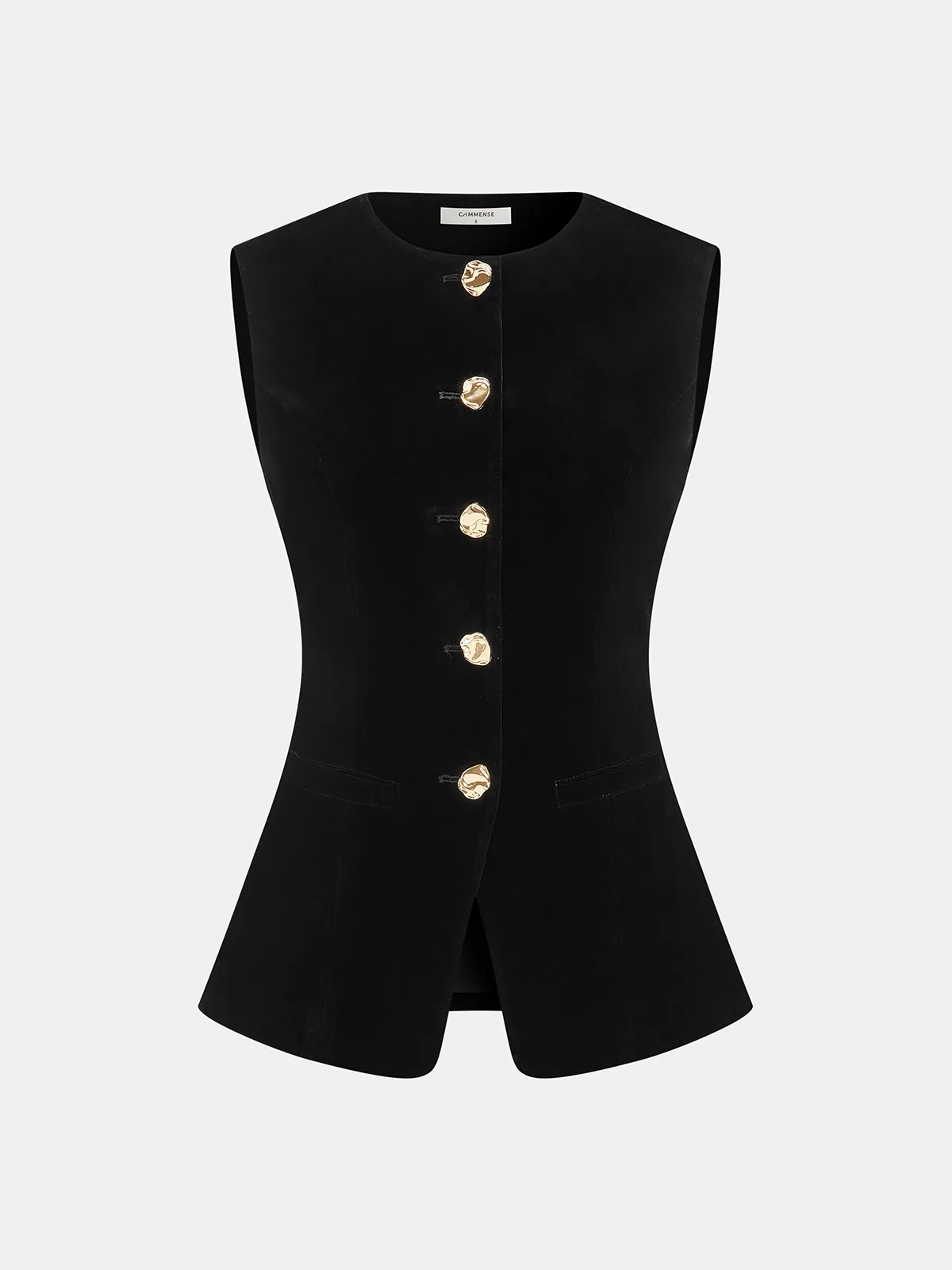 Velvet Vest with Metal Button Detail sold by COMMENSE