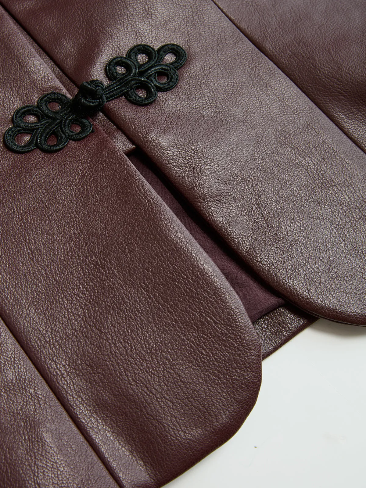 Frog-Closure Faux Leather Blazer sold by COMMENSE product image thumbnail 5