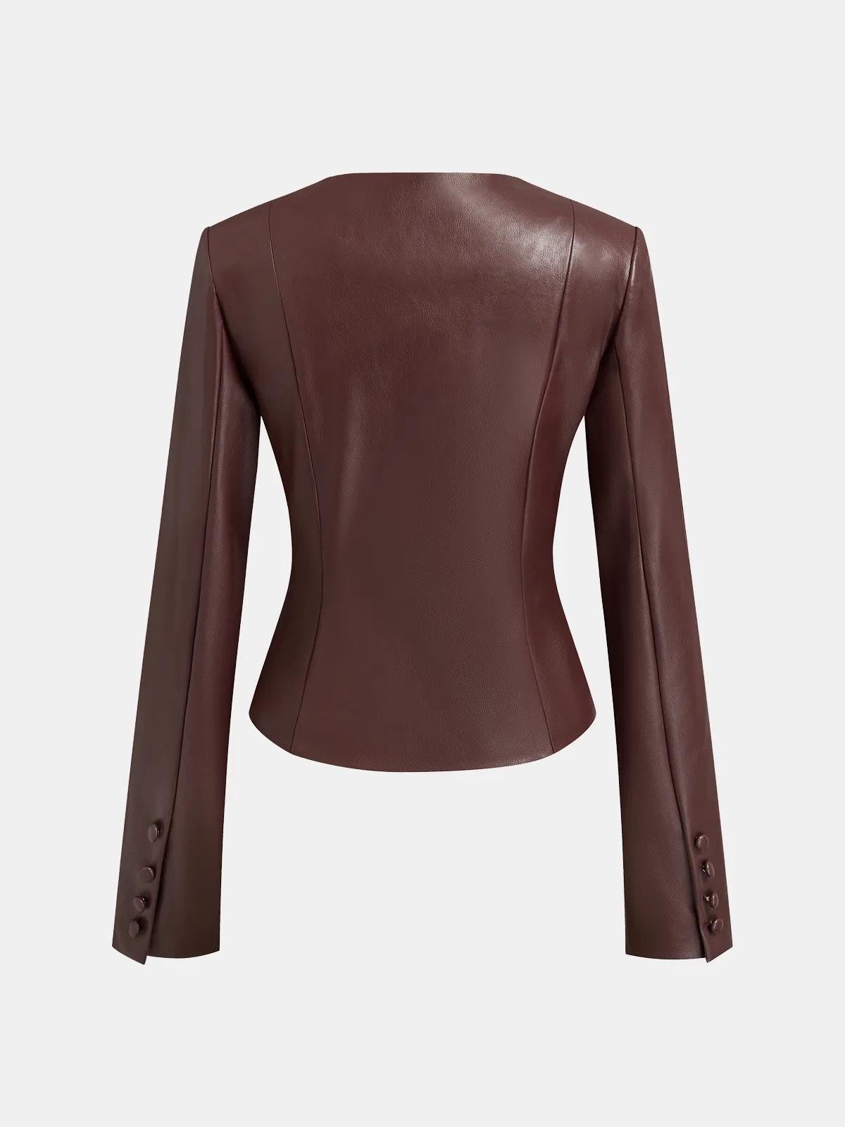 Frog-Closure Faux Leather Blazer sold by COMMENSE product image thumbnail 2