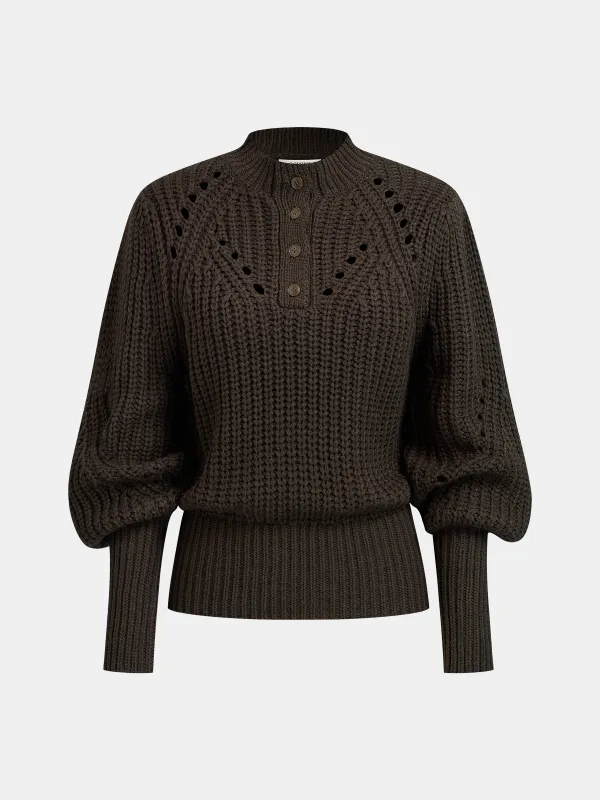 Tie-Waist Button-Front Knit Sweater sold by COMMENSE