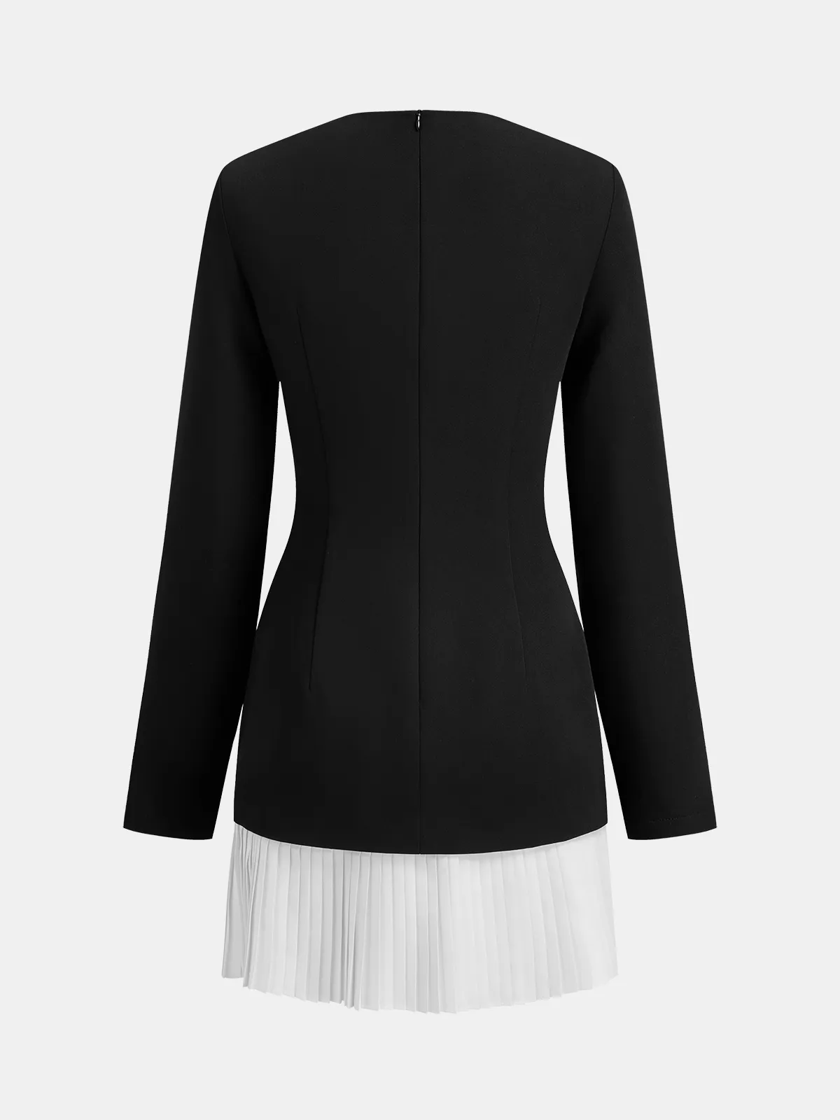 Metal-Buckle Cutout Contrast-Pleat Dress sold by COMMENSE product image thumbnail 2