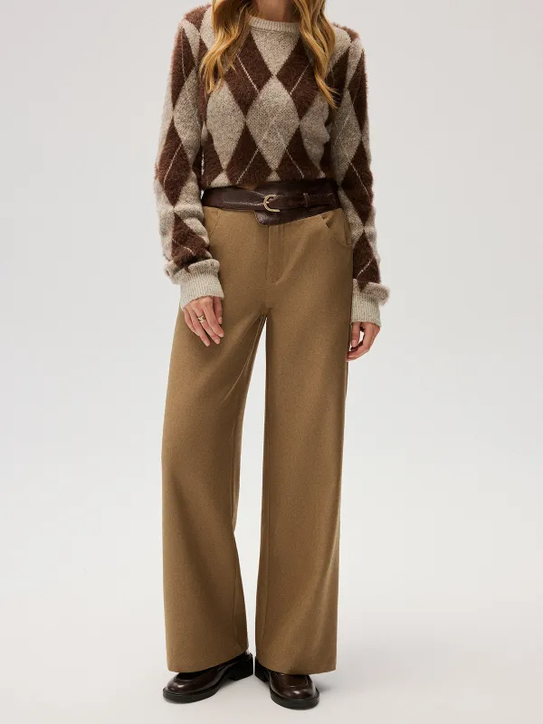 Color-Block Waist Wide-Leg Pants sold by COMMENSE