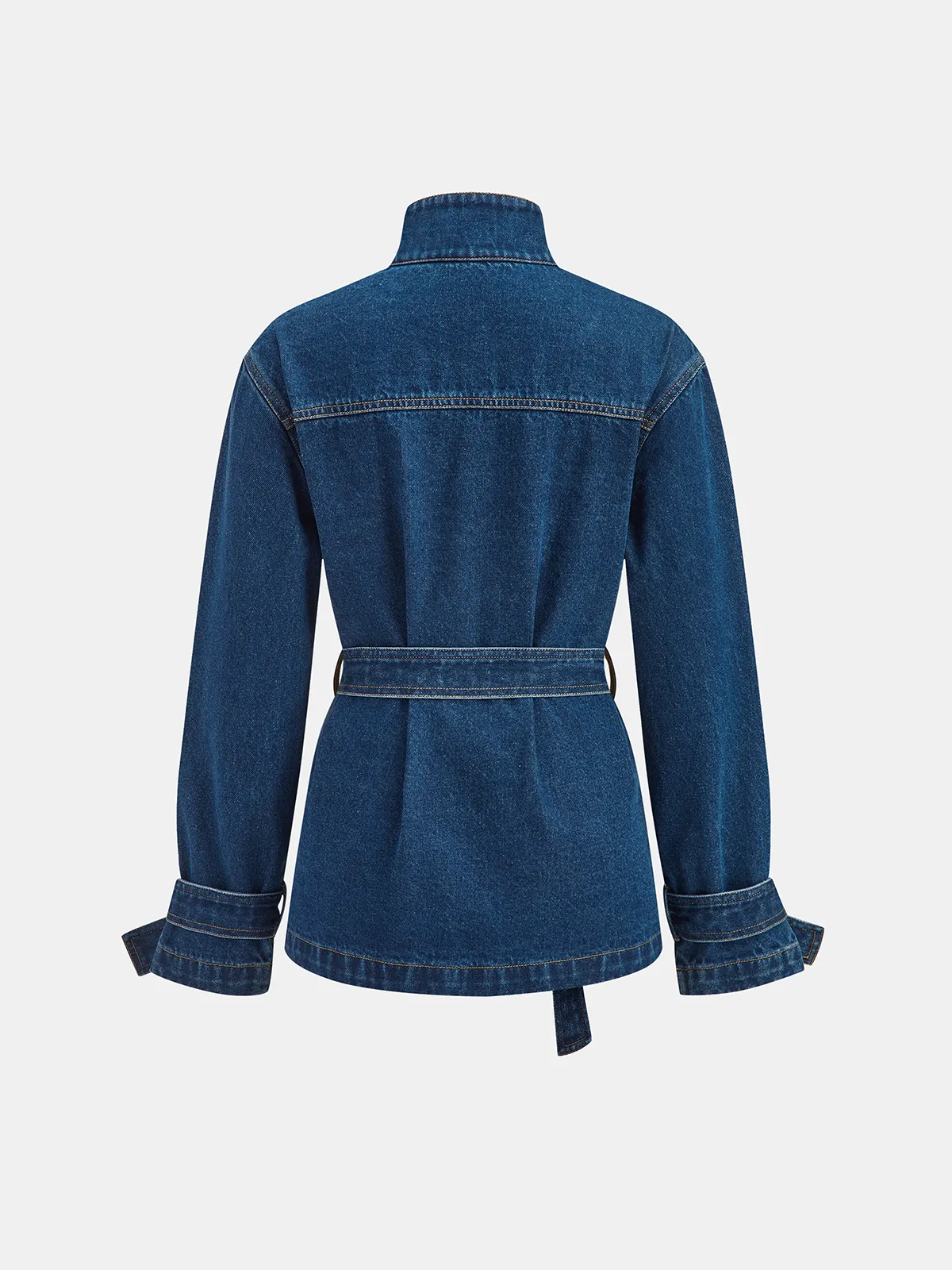 Belted Denim Jacket with Tie-Cuff Detail sold by COMMENSE product image thumbnail 2