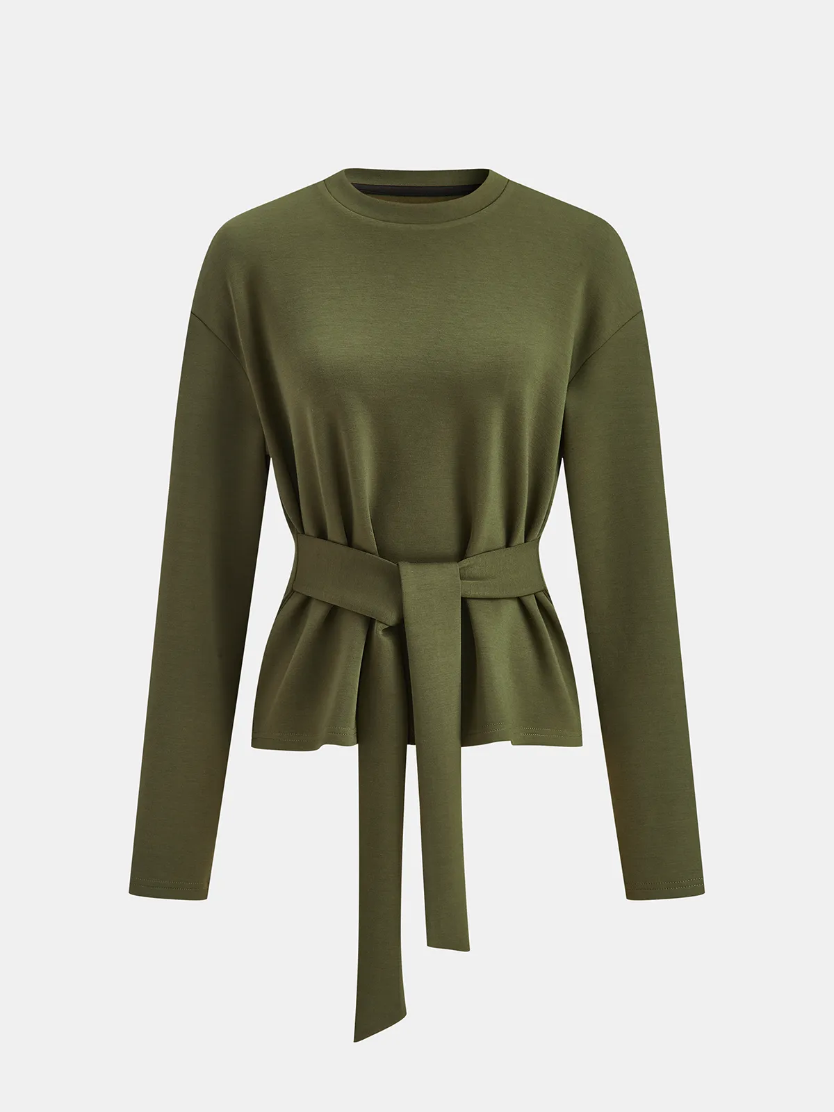 Belted Peplum Top & Wide-Leg Pants Set sold by COMMENSE product image thumbnail 2