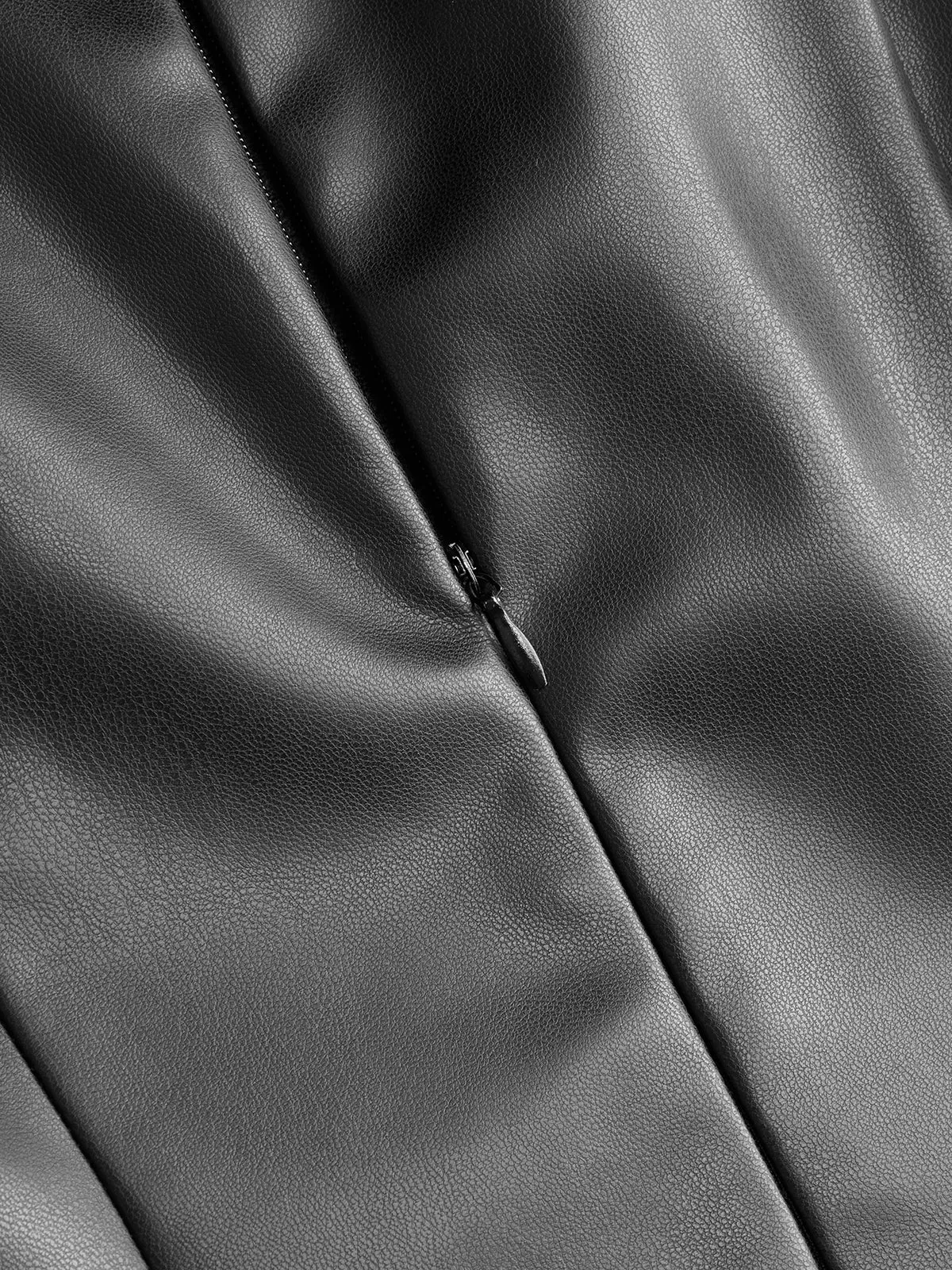 Faux Leather-Panel Tie-Waist Slit Dress sold by COMMENSE product image thumbnail 3