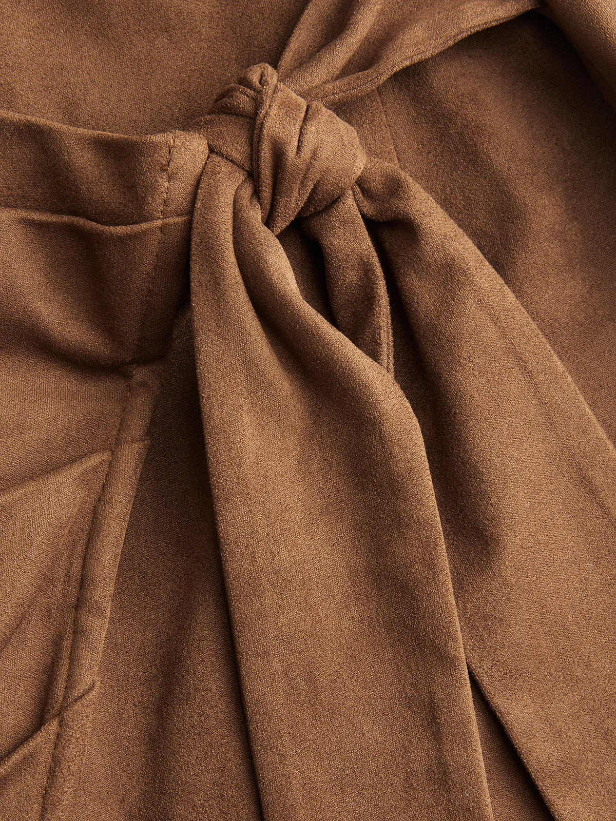 Faux Leather-Panel Tie-Waist Slit Dress sold by COMMENSE product image thumbnail 4