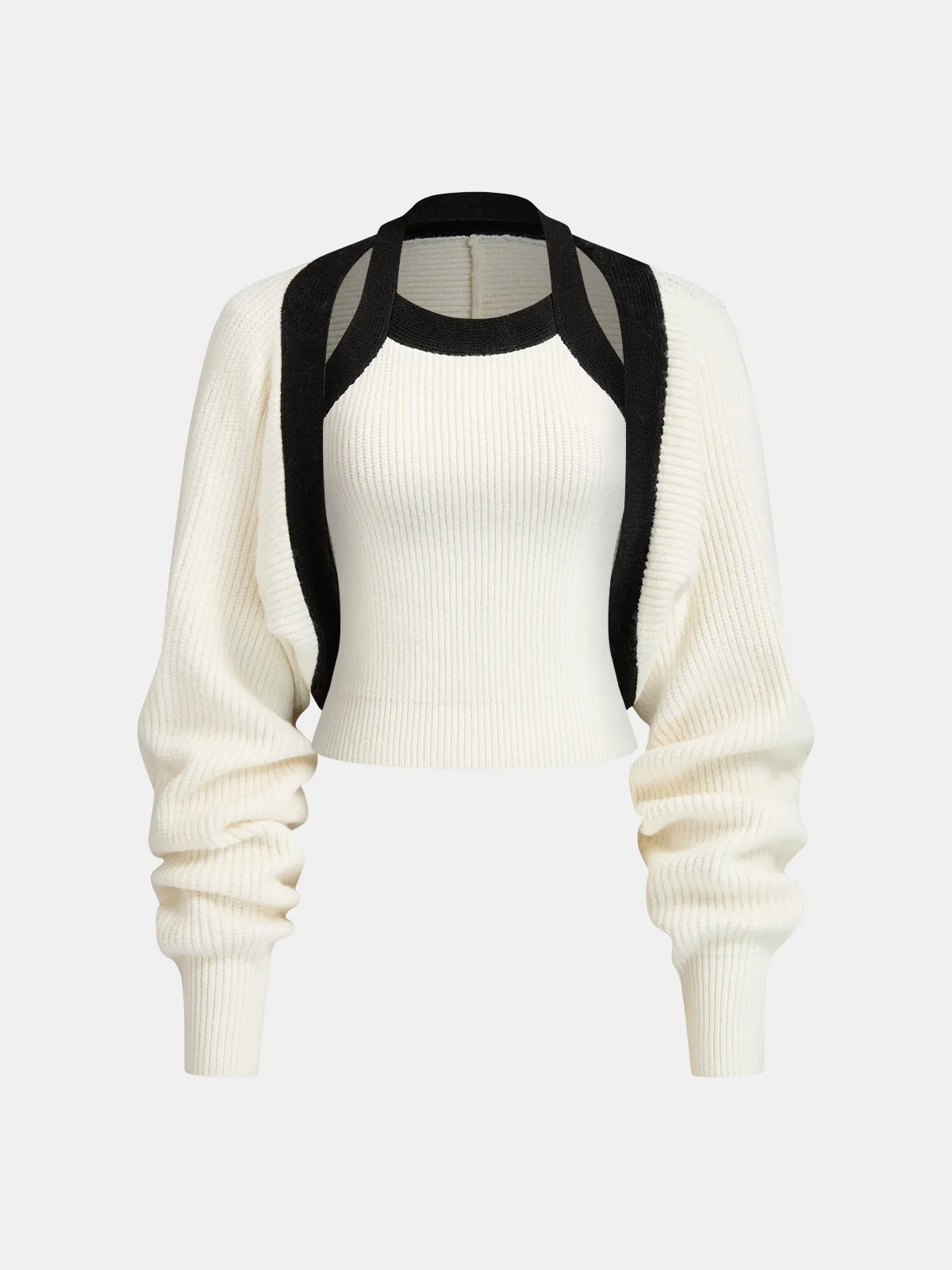 Color-Block Cutout Ribbed Sweater Set sold by COMMENSE