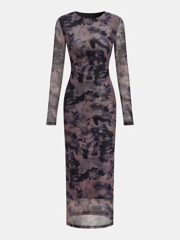 Tie-Dye Sheer Maxi Dress sold by COMMENSE