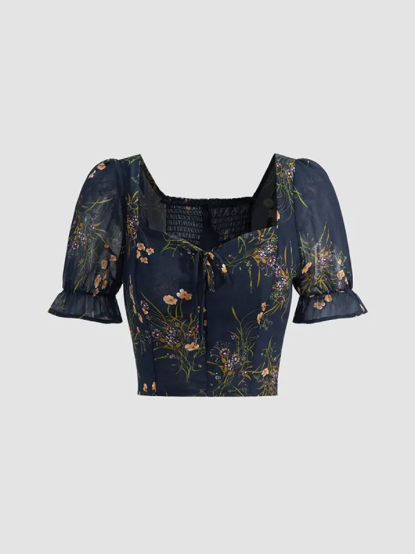 Floralia Fantasy Square Neck Top sold by COMMENSE