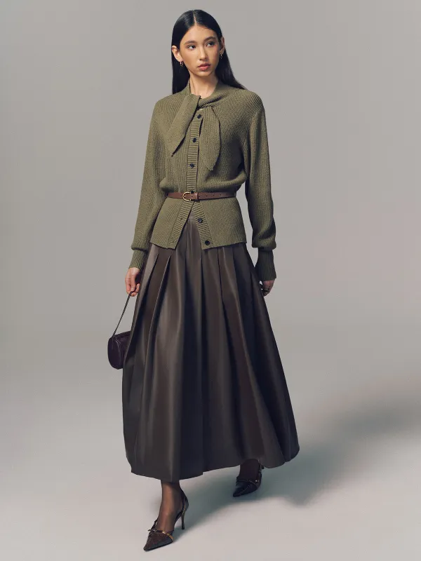 Tie Neck Belted Knit Cardigan sold by COMMENSE