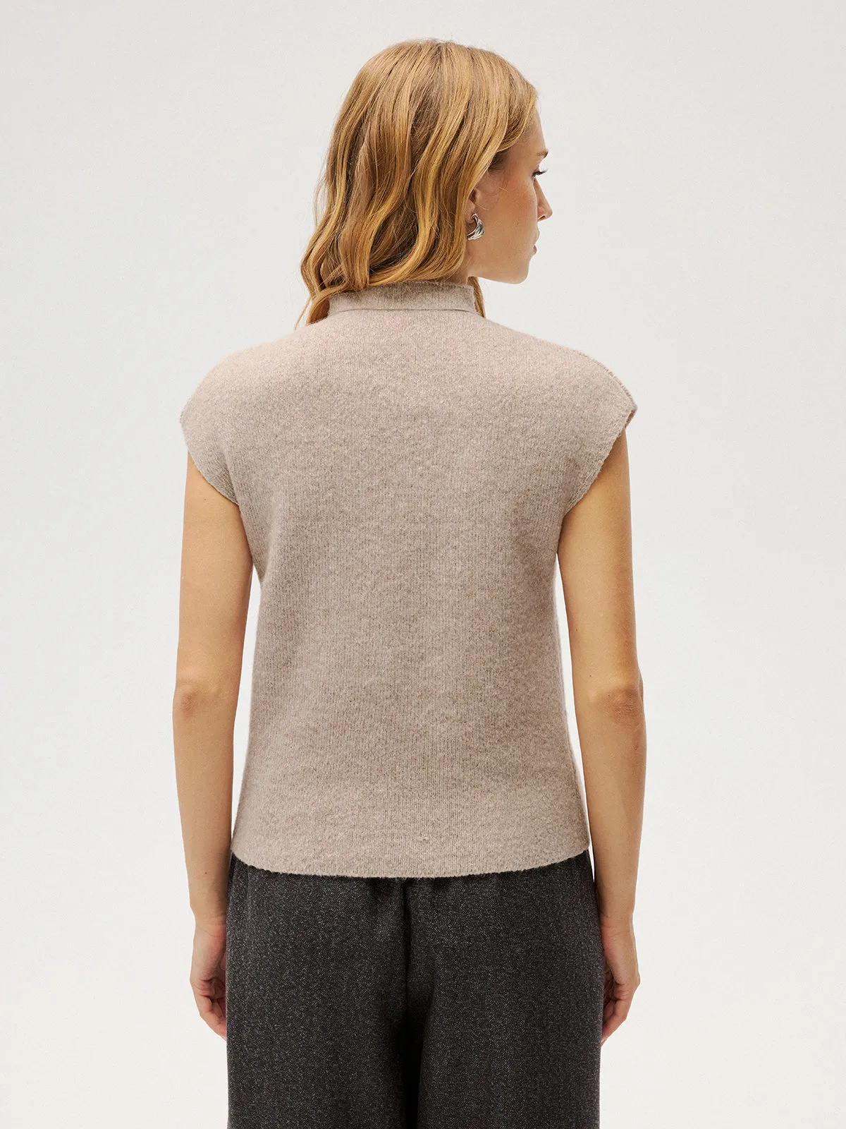 Mock Neck Sleeveless Knit Vest sold by COMMENSE product image thumbnail 5