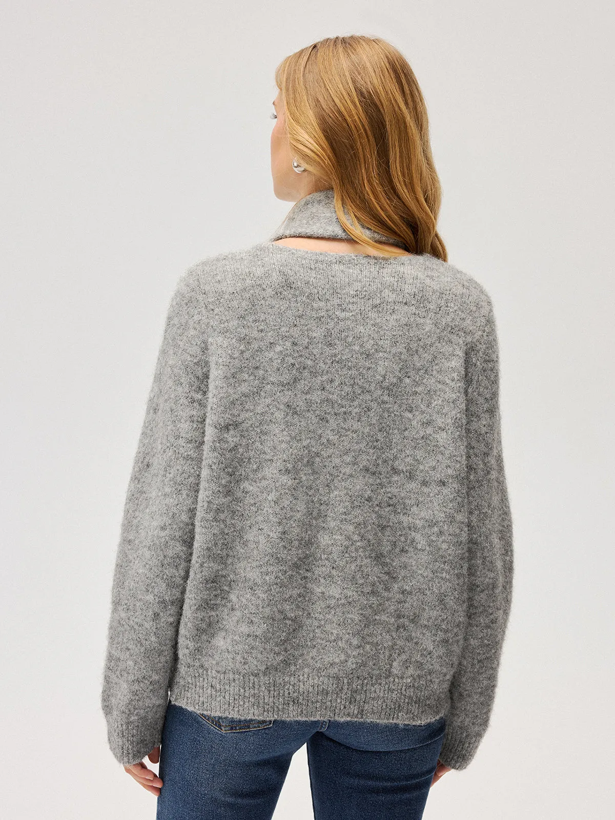 Wool-Blend Scarf-Attached Sweater sold by COMMENSE product image thumbnail 5