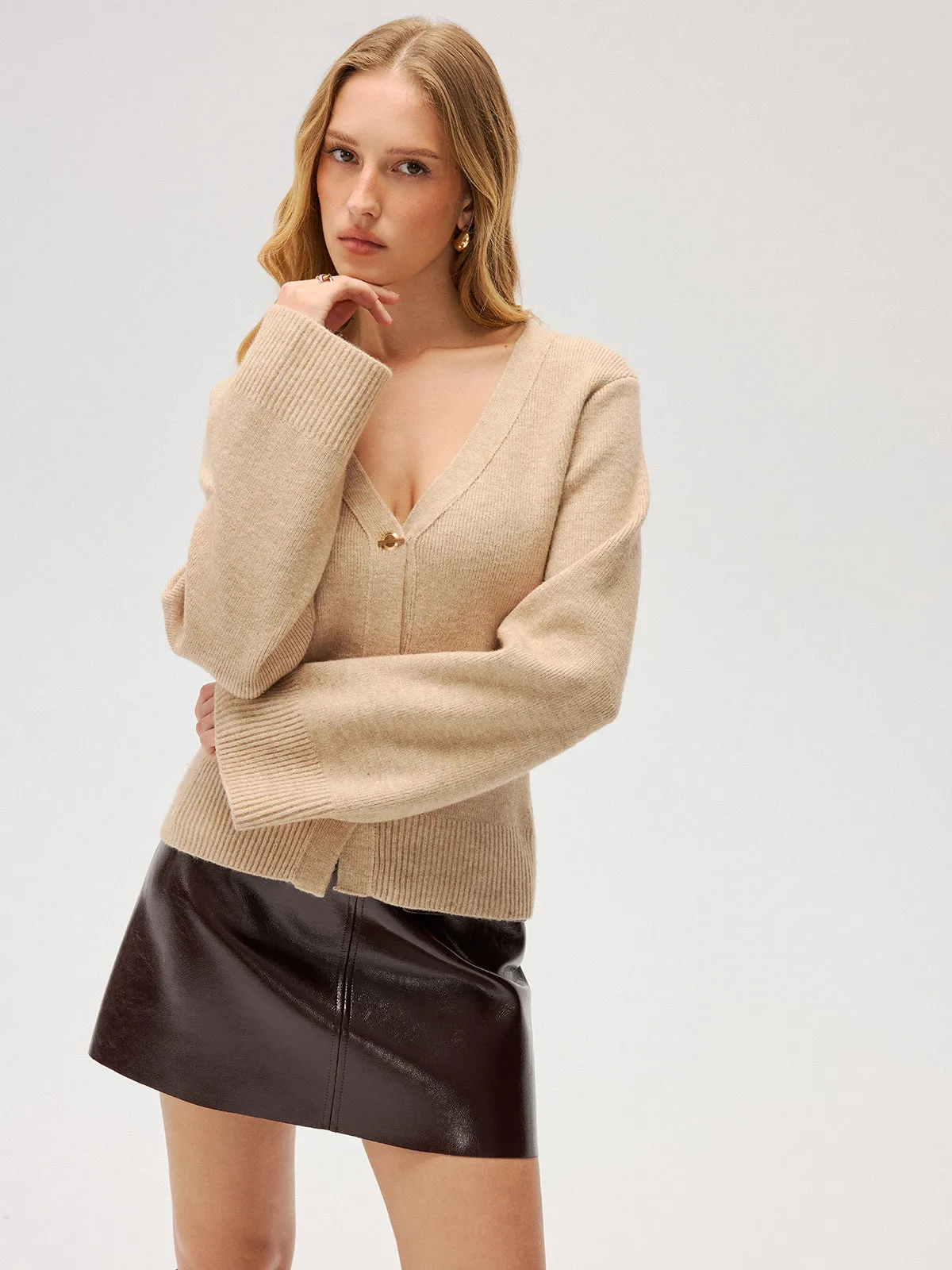 V-Neck Button Knit Cardigan sold by COMMENSE product image thumbnail 3