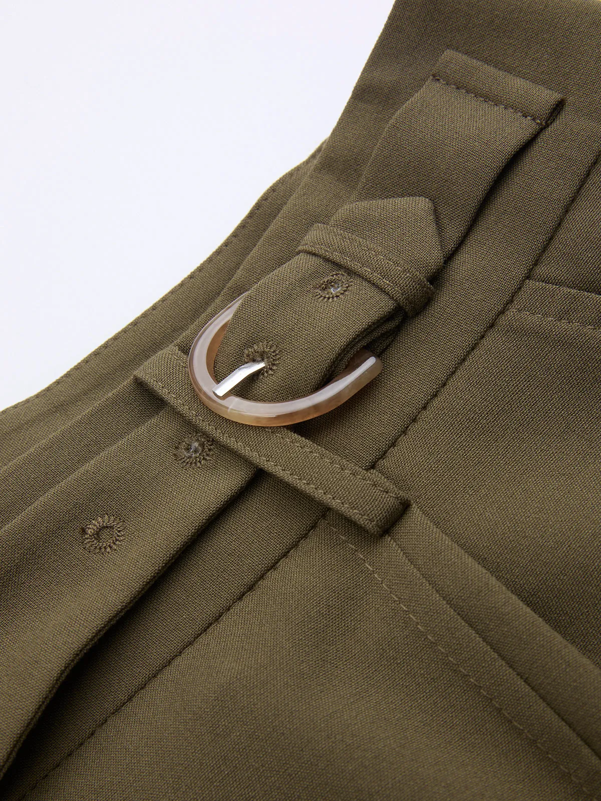 Buckle Detail Wide-Leg Tailored Pants sold by COMMENSE product image thumbnail 3